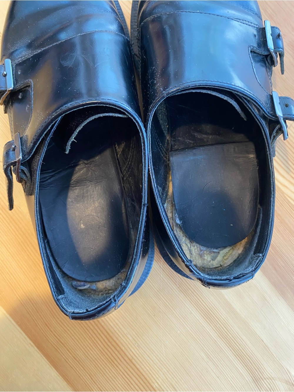 Dr. Martens Black Leather Double Monk  Buckle Strap Loafers Sz 39 - Picture 5 of 6